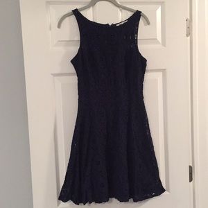 Fit & Flare Racerback Navy Lace Dress
